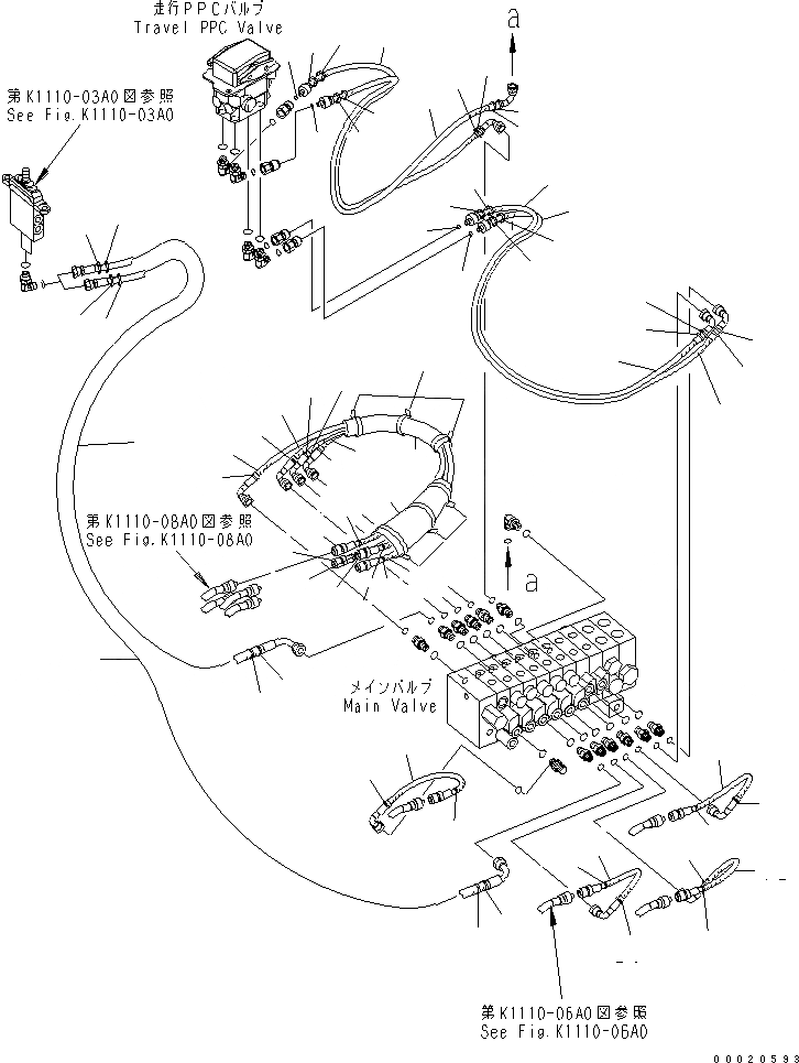 Схема запчастей Komatsu PC20MR-2-A - ОСНОВН. КЛАПАН (PPC ЛИНИЯ) (НАВЕС) ГИДРАВЛИКА