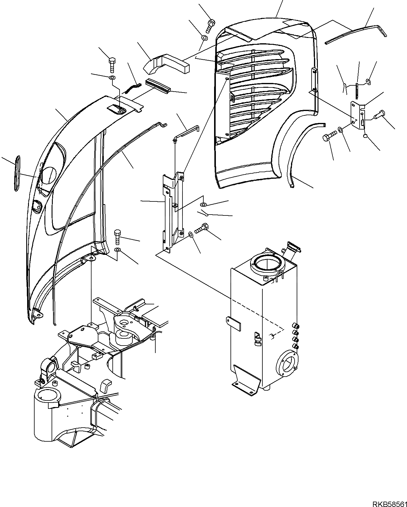 Схема запчастей Komatsu PC20MR-2 - ПРАВ. КРЫШКА(/) ЧАСТИ КОРПУСА И КАБИНА