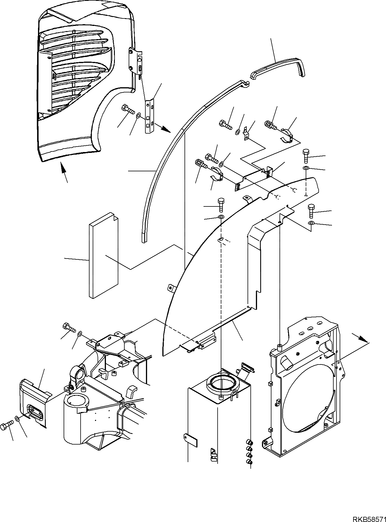 Схема запчастей Komatsu PC20MR-2 - ПРАВ. КРЫШКА(/) ЧАСТИ КОРПУСА И КАБИНА