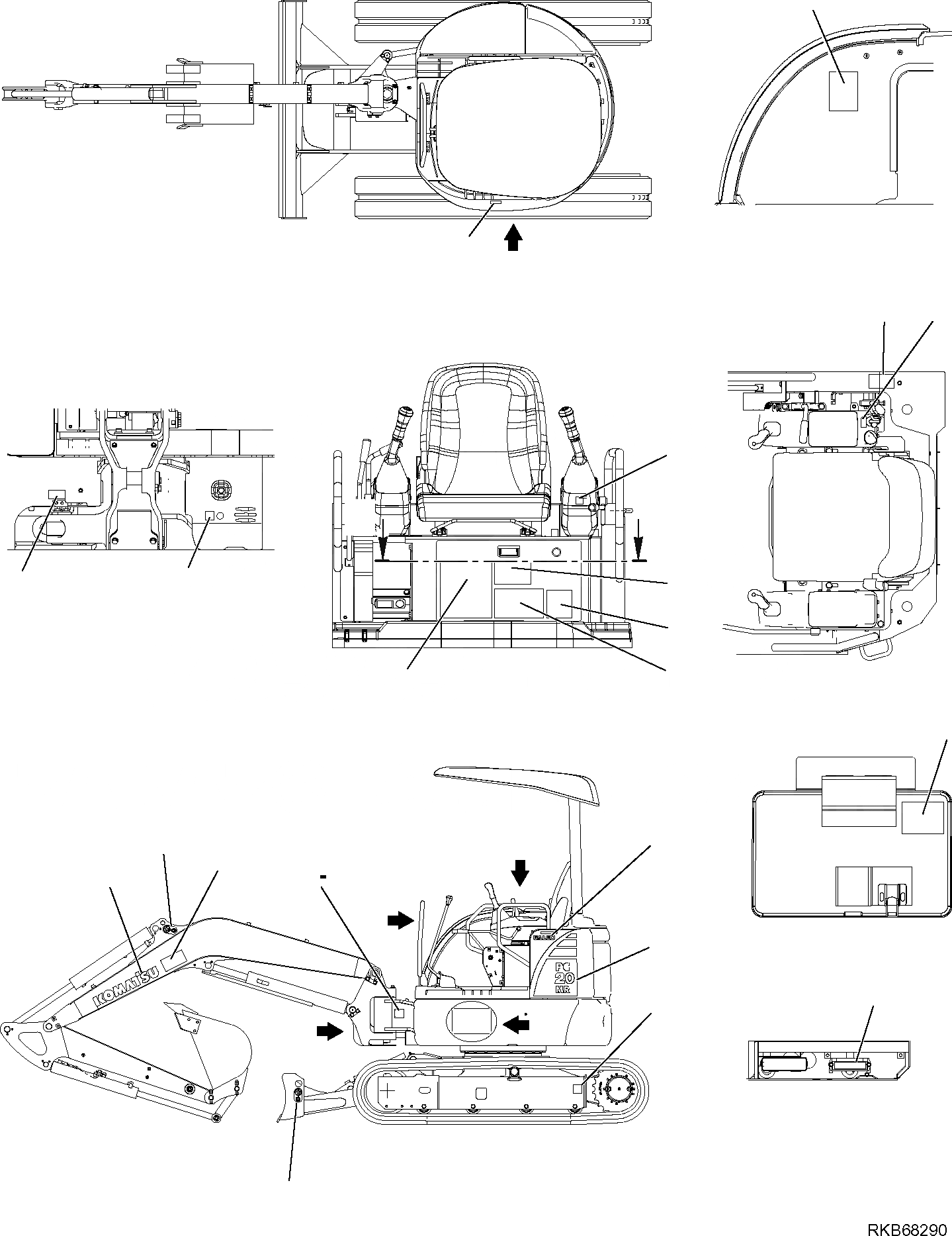 Схема запчастей Komatsu PC20MR-2 - МАРКИРОВКА (НАВЕС) (/) МАРКИРОВКА