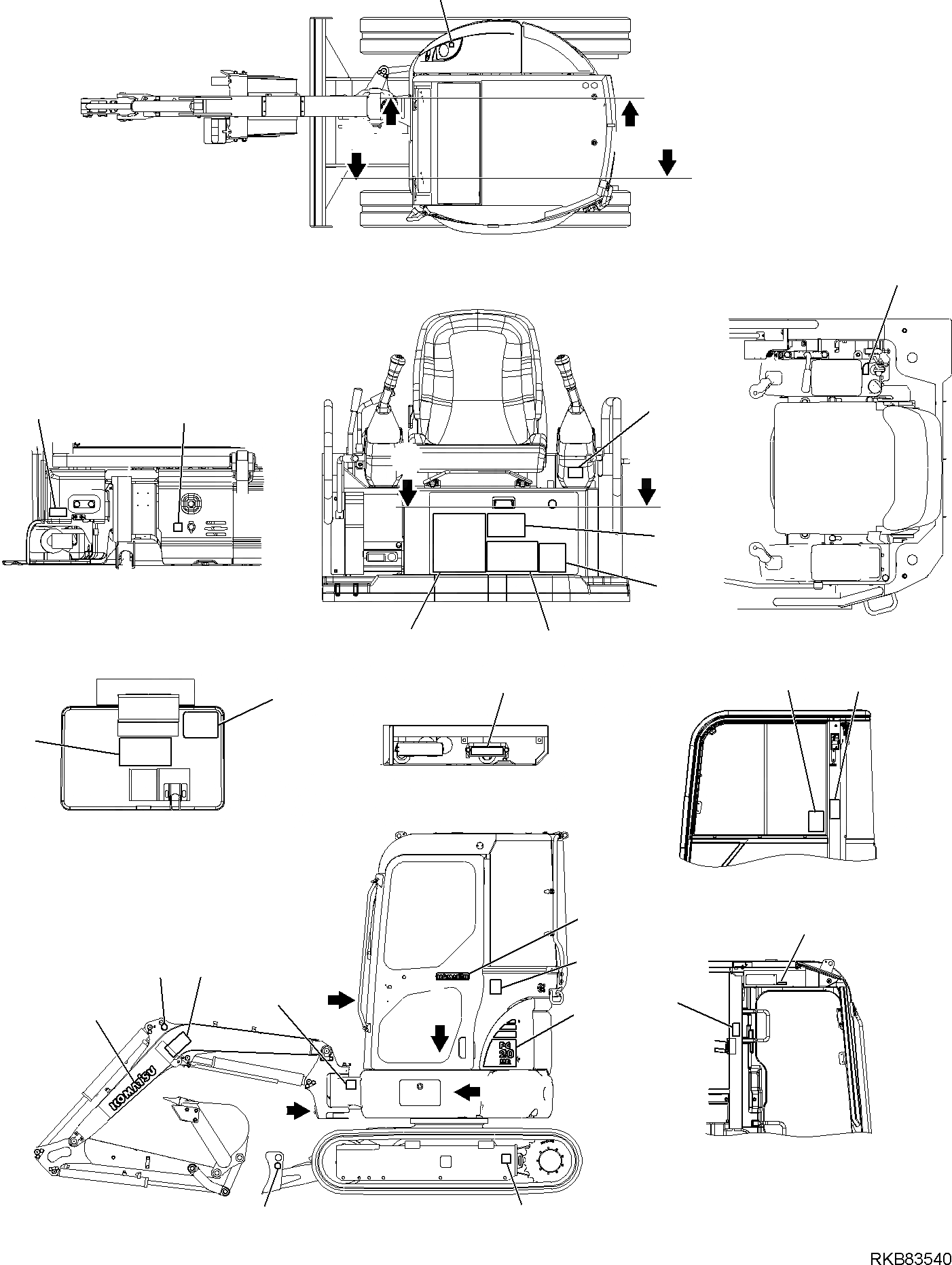 Схема запчастей Komatsu PC20MR-2 - МАРКИРОВКА (КАБИНА) (/) МАРКИРОВКА