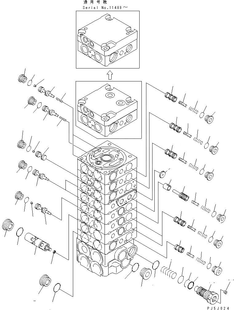 Схема запчастей Komatsu PC20MRX-1 - ОСНОВН. КЛАПАН (9-КЛАПАН) (/)(№8-) ОСНОВН. КОМПОНЕНТЫ И РЕМКОМПЛЕКТЫ