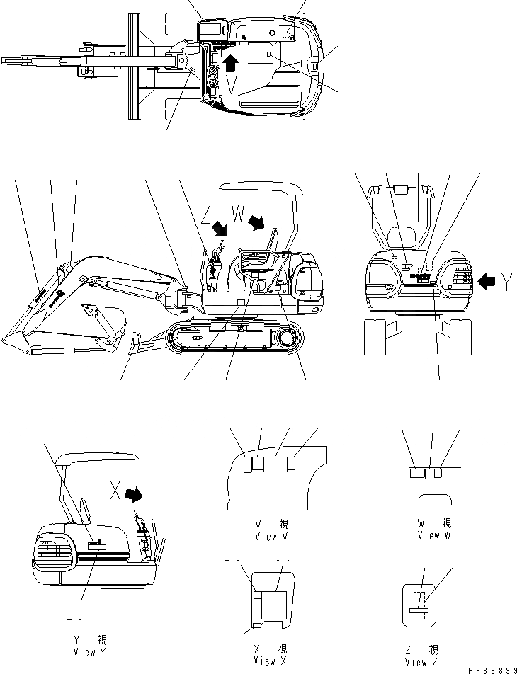Схема запчастей Komatsu PC20R-8 - МАРКИРОВКА (НАВЕС СПЕЦ-Я.) (АНГЛ.) МАРКИРОВКА