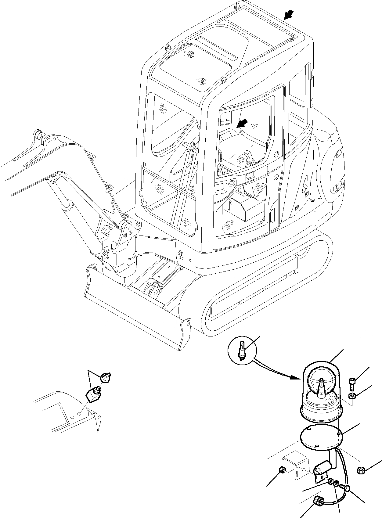 Схема запчастей Komatsu PC20R-8 - ЭЛЕКТРИКА (ПОВОРОТН. BEAM ЛИНИЯ) (КАБИНА) КОМПОНЕНТЫ ДВИГАТЕЛЯ И ЭЛЕКТРИКА