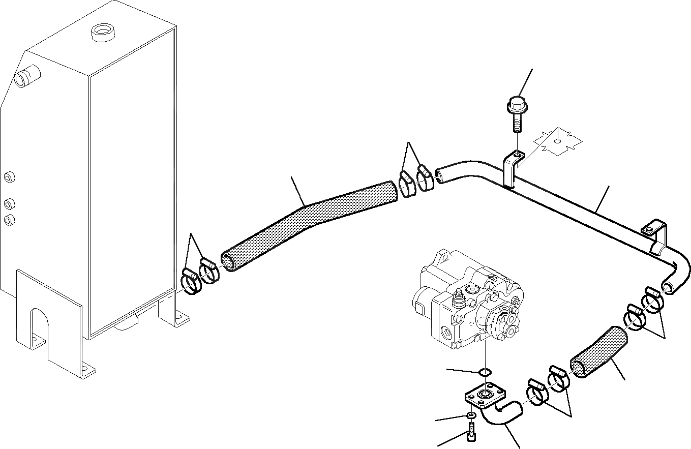 Схема запчастей Komatsu PC20R-8 - ГИДРОЛИНИЯ (ВСАСЫВ. ЛИНИЯ) УПРАВЛ-Е РАБОЧИМ ОБОРУДОВАНИЕМ