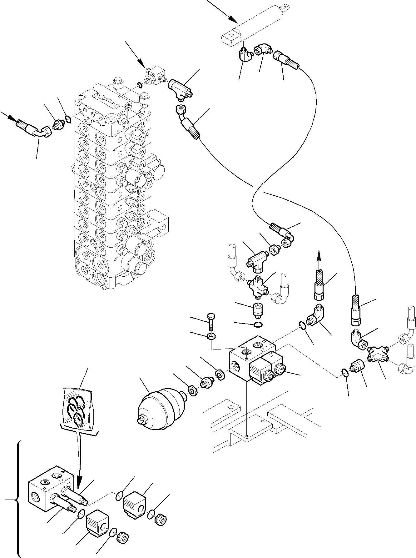Схема запчастей Komatsu PC20R-8 - ГИДРОЛИНИЯ (СЕРВОУПРАВЛ. ЛИНИЯ) УПРАВЛ-Е РАБОЧИМ ОБОРУДОВАНИЕМ