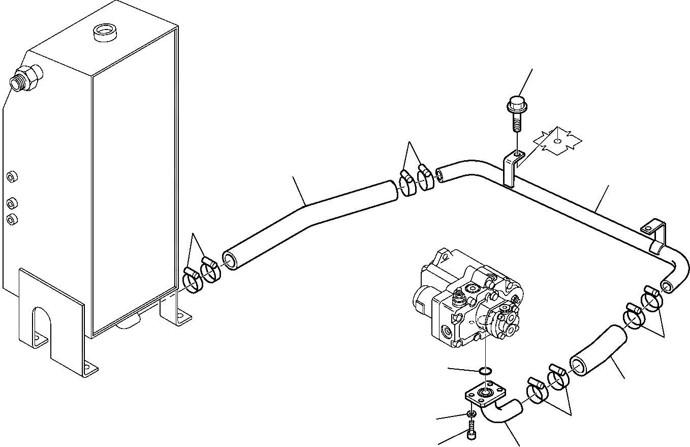 Схема запчастей Komatsu PC20R-8 - ГИДРОЛИНИЯ (ВСАСЫВ. ЛИНИЯ) УПРАВЛ-Е РАБОЧИМ ОБОРУДОВАНИЕМ