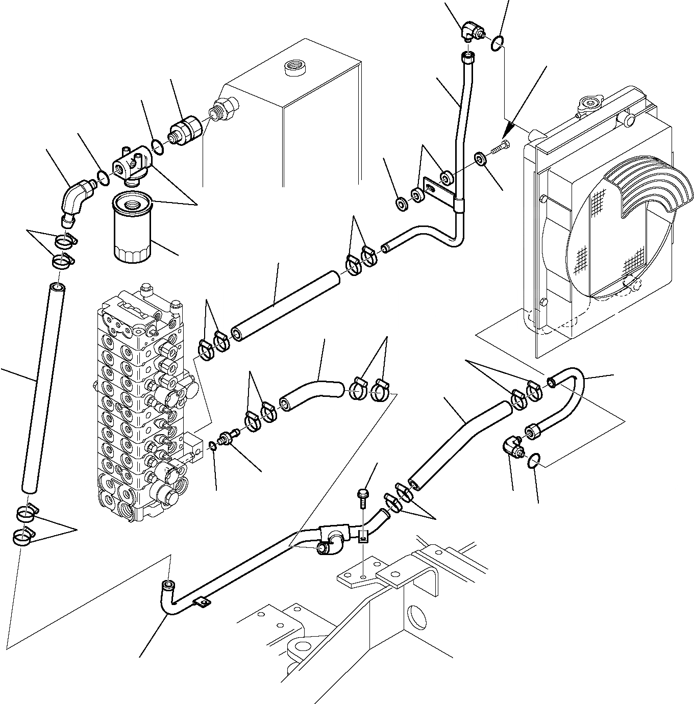 Схема запчастей Komatsu PC20R-8 - ГИДРОЛИНИЯ (МАСЛООХЛАДИТЕЛЬ И ВОЗВРАТ. ЛИНИЯ) УПРАВЛ-Е РАБОЧИМ ОБОРУДОВАНИЕМ
