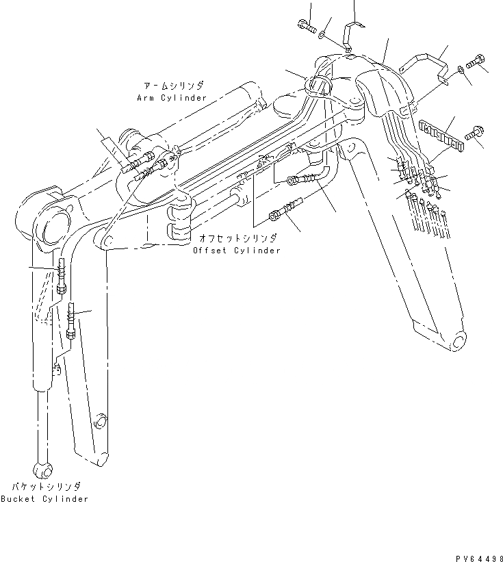 Схема запчастей Komatsu PC20UU-3 - СТРЕЛА (РУКОЯТЬ¤ КОВШ И OFFSET СИСТЕМА ТРУБ ЦИЛИНДРА) РАБОЧЕЕ ОБОРУДОВАНИЕ