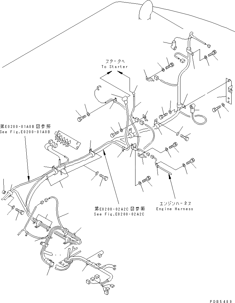 Схема запчастей Komatsu PC210-6D - ЭЛЕКТРОПРОВОДКА (ОСНОВН. Э/ПРОВОДКА) (КРЕПЛЕНИЕ) (RUN UP СПЕЦ-Я.)(№99-) ЭЛЕКТРИКА