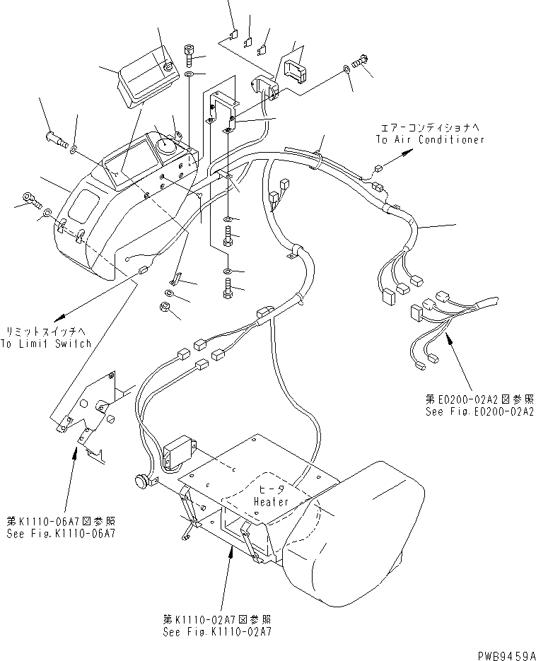 Схема запчастей Komatsu PC210-6D - ОСНОВН. КОНСТРУКЦИЯ (RIGTH СТОЙКА) (ПАНЕЛЬ И ПРОВОДКА) (С ОБОГРЕВ-ЛЕМ)(№99-) КАБИНА ОПЕРАТОРА И СИСТЕМА УПРАВЛЕНИЯ