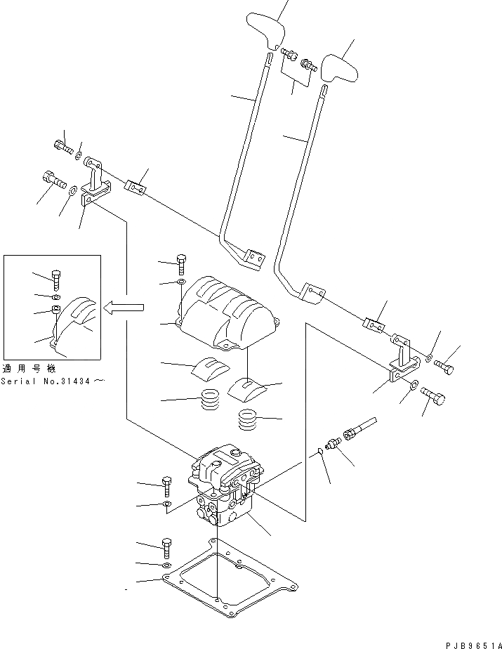 Схема запчастей Komatsu PC210-6D - ОСНОВН. КОНСТРУКЦИЯ (РЫЧАН УПРАВЛ-Я ХОДОМ) (БЕЗ ПЕДАЛИ) ( АКТУАТОР)(№99-) КАБИНА ОПЕРАТОРА И СИСТЕМА УПРАВЛЕНИЯ