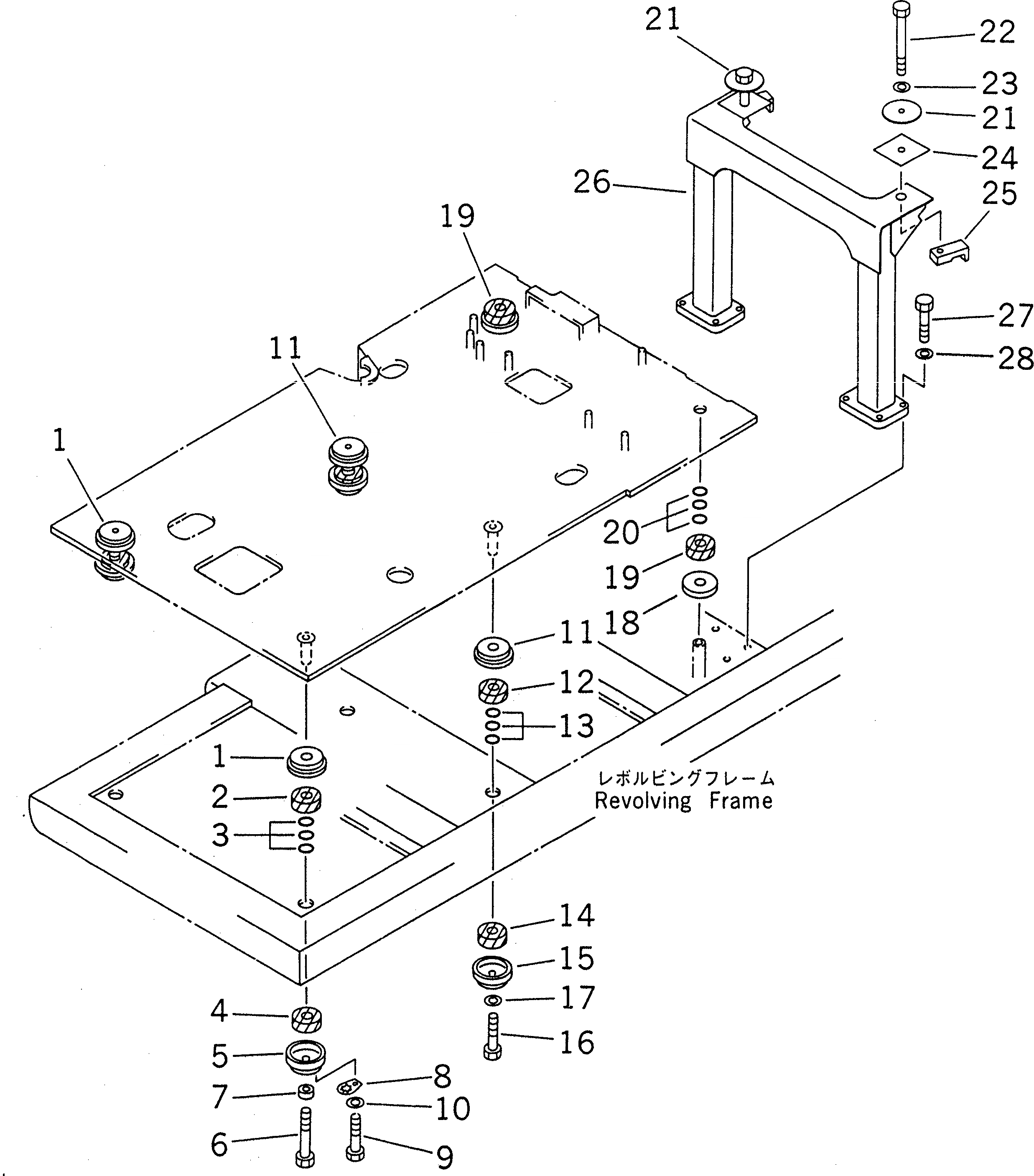 Схема запчастей Komatsu PC210-6G - ВЫС. КРЕПЛЕНИЕ (ОСНОВН. КОНСТРУКЦИЯ)(№-99) КАБИНА ОПЕРАТОРА И СИСТЕМА УПРАВЛЕНИЯ