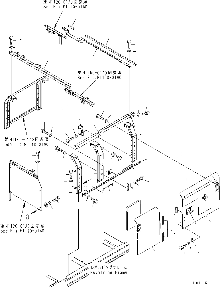 Схема запчастей Komatsu PC210-7-CA - ЛЕВ. ДВЕРЬ (КАБИНА) (ON BOARD УГОЛЬН. СПЕЦ-Я.)(№-) ЧАСТИ КОРПУСА