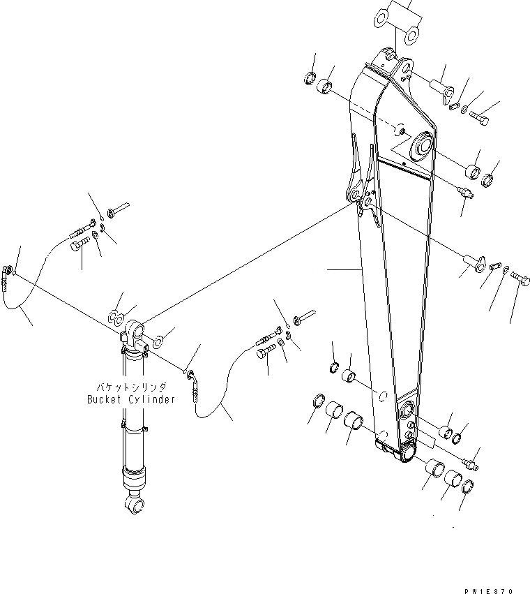 Схема запчастей Komatsu PC210-7-CA - РУКОЯТЬ (.9M) (УСИЛ.)(№-) РАБОЧЕЕ ОБОРУДОВАНИЕ