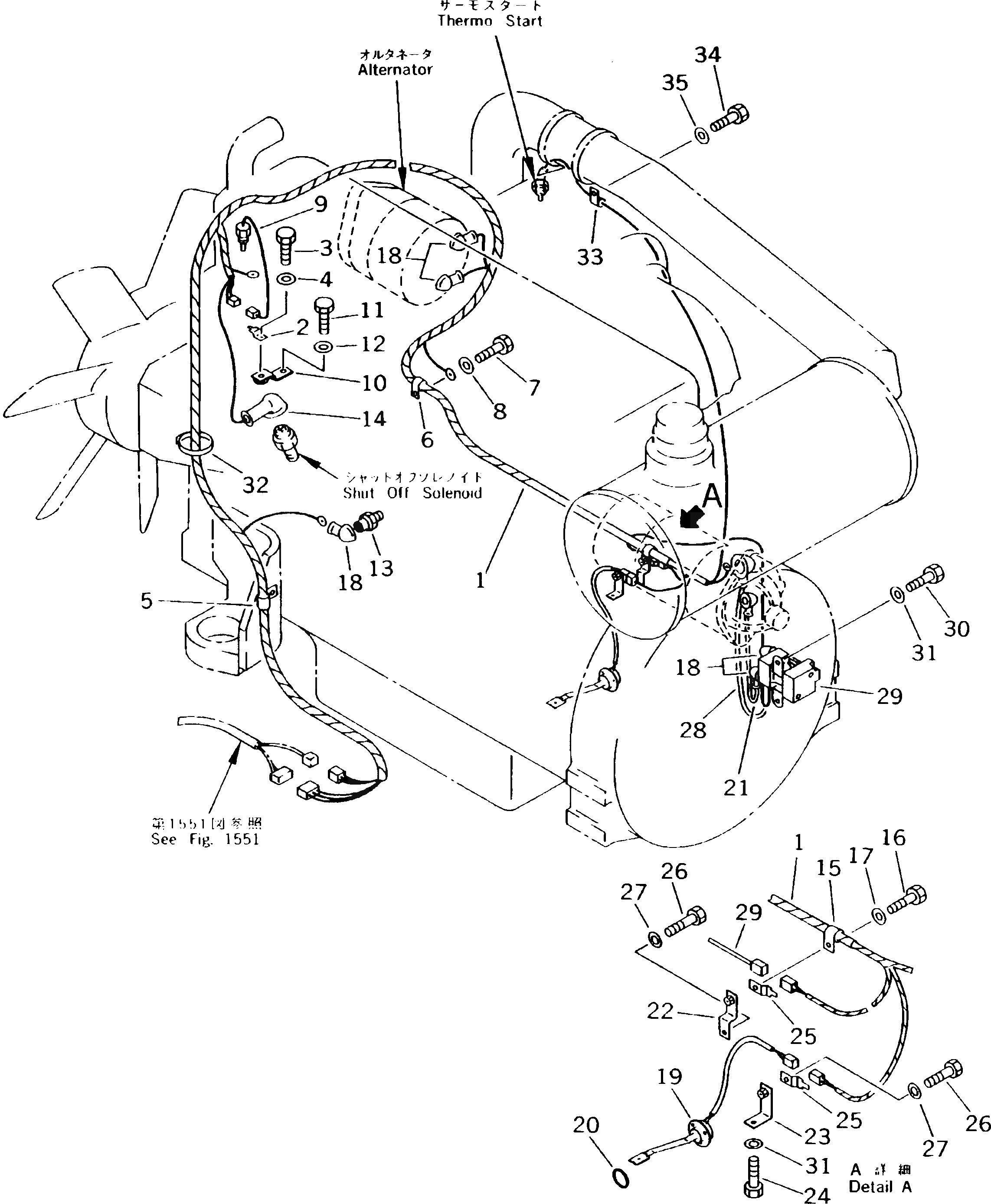 Схема запчастей Komatsu PC210-5K - ЭЛЕКТРИКА (ЭЛЕКТРОПРОВОДКА) (ДЛЯ ДВИГАТЕЛЬ)(№K7-K9) КОМПОНЕНТЫ ДВИГАТЕЛЯ И ЭЛЕКТРИКА