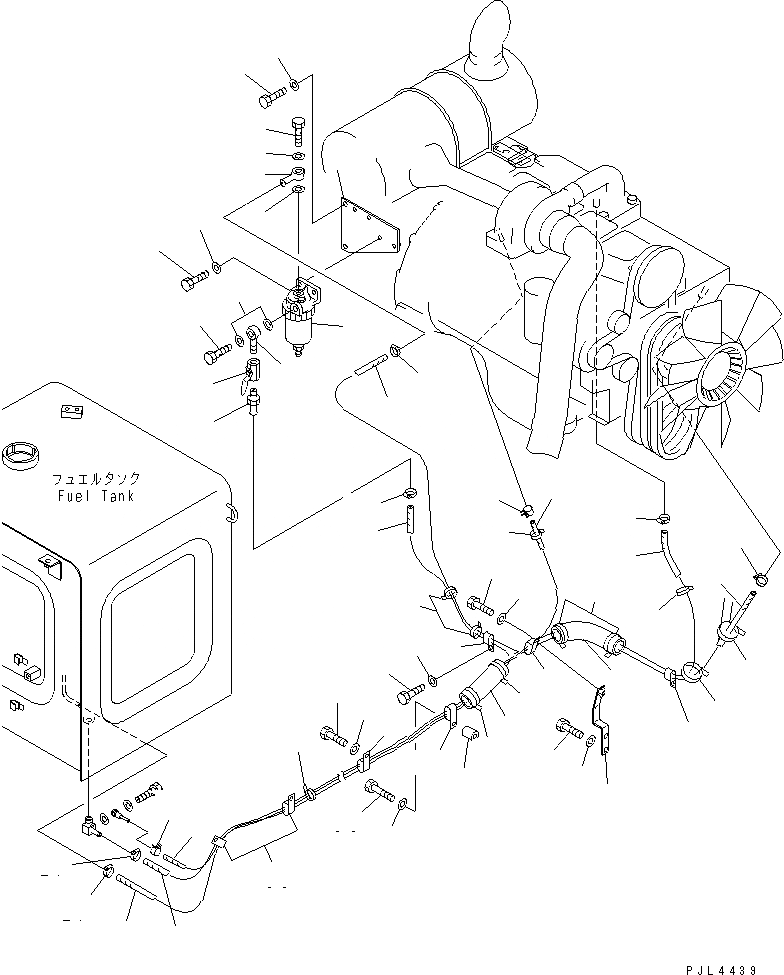 Схема запчастей Komatsu PC210-6 - ТОПЛИВНАЯ ЛИНИЯ (С ВОДООТДЕЛИТЕЛЕМ)(№98-) ТОПЛИВН. БАК. AND КОМПОНЕНТЫ