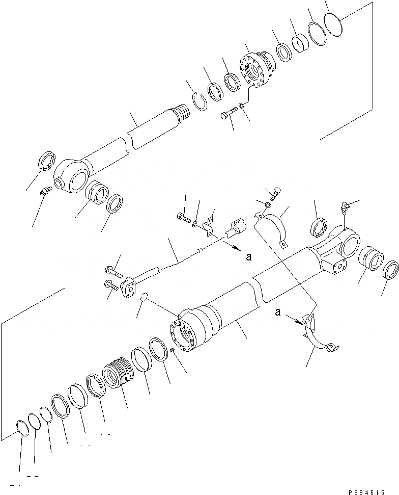 Схема запчастей Komatsu PC210-6 - ЦИЛИНДР КОВША (УДЛИНН. СИСТ. СМАЗКИ ТИП)(№9-) ОСНОВН. КОМПОНЕНТЫ И РЕМКОМПЛЕКТЫ