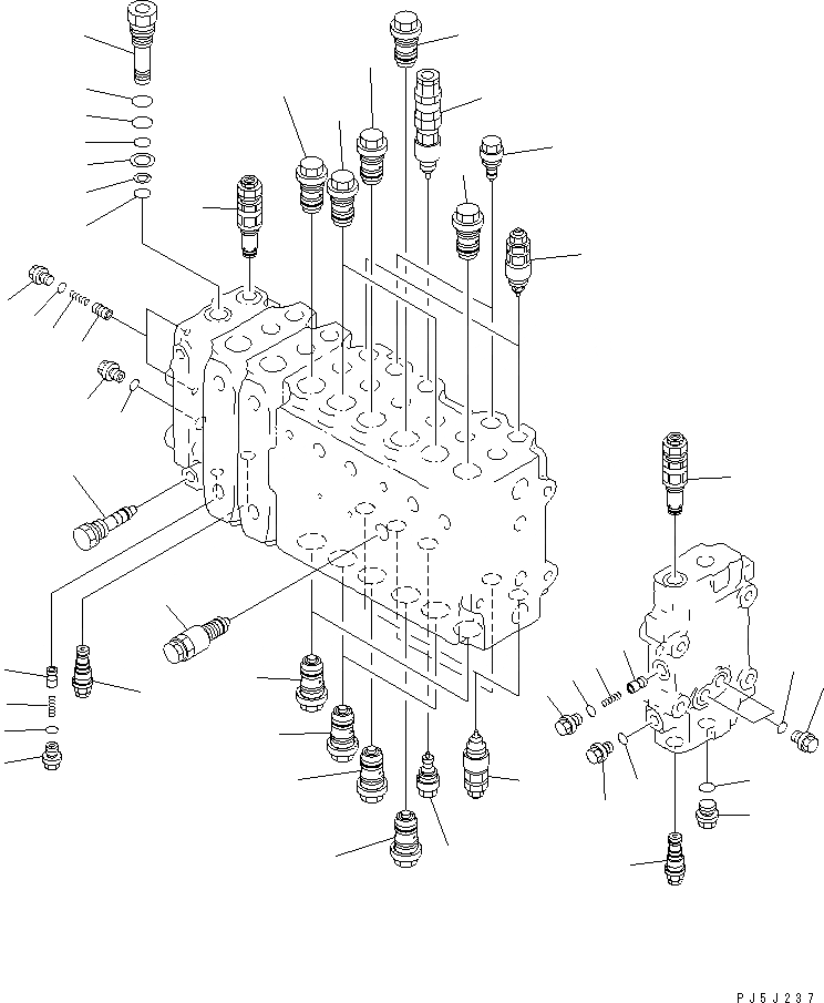 Схема запчастей Komatsu PC210-6 - ОСНОВН. КЛАПАН (-АКТУАТОР) (/)(№-) ОСНОВН. КОМПОНЕНТЫ И РЕМКОМПЛЕКТЫ