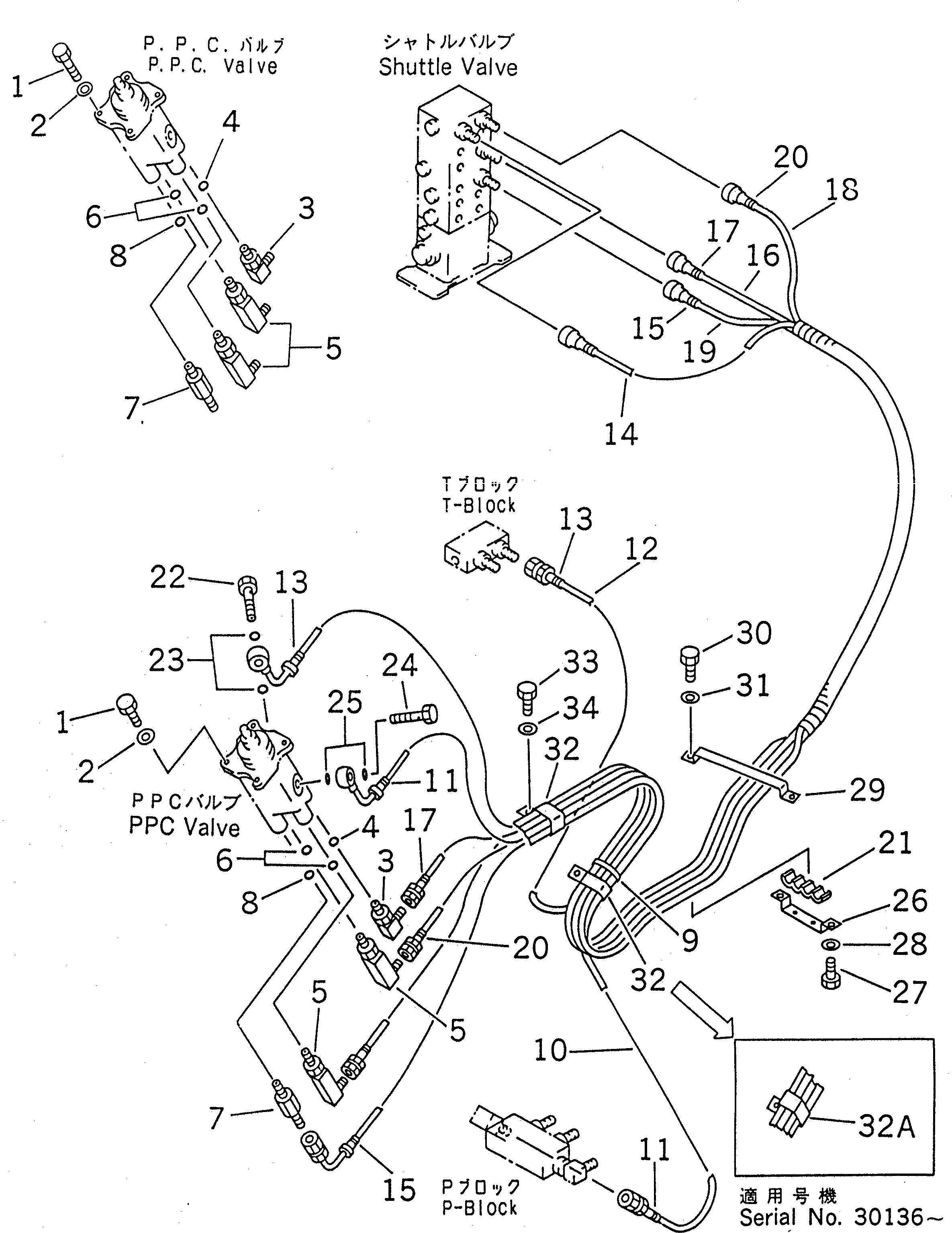 Схема запчастей Komatsu PC210-6 - РАБОЧАЯ ЛИНИЯ PPC (КЛАПАН PPCAND ПАТРУБКИ ЛЕВОЙ СТОЙКИ)(№-99) КАБИНА ОПЕРАТОРА И СИСТЕМА УПРАВЛЕНИЯ