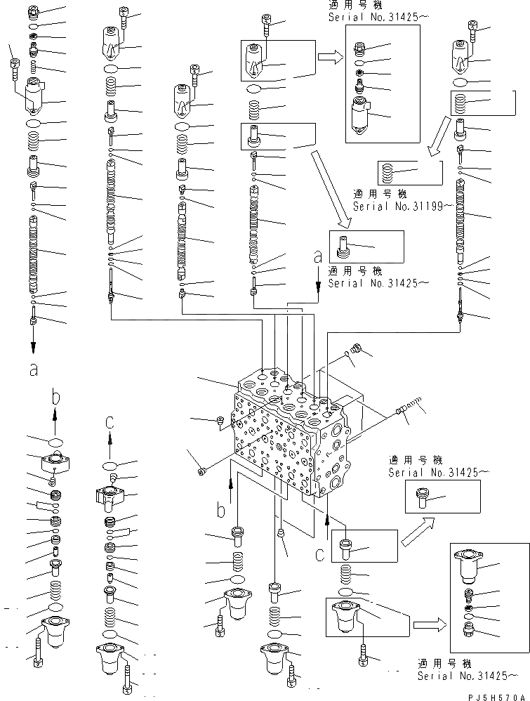 Схема запчастей Komatsu PC210-6 - ОСНОВН. КЛАПАН (-АКТУАТОР) (/) (БЕЗ КЛАПАН БЕЗОПАСНОСТИ)(№98-) ОСНОВН. КОМПОНЕНТЫ И РЕМКОМПЛЕКТЫ