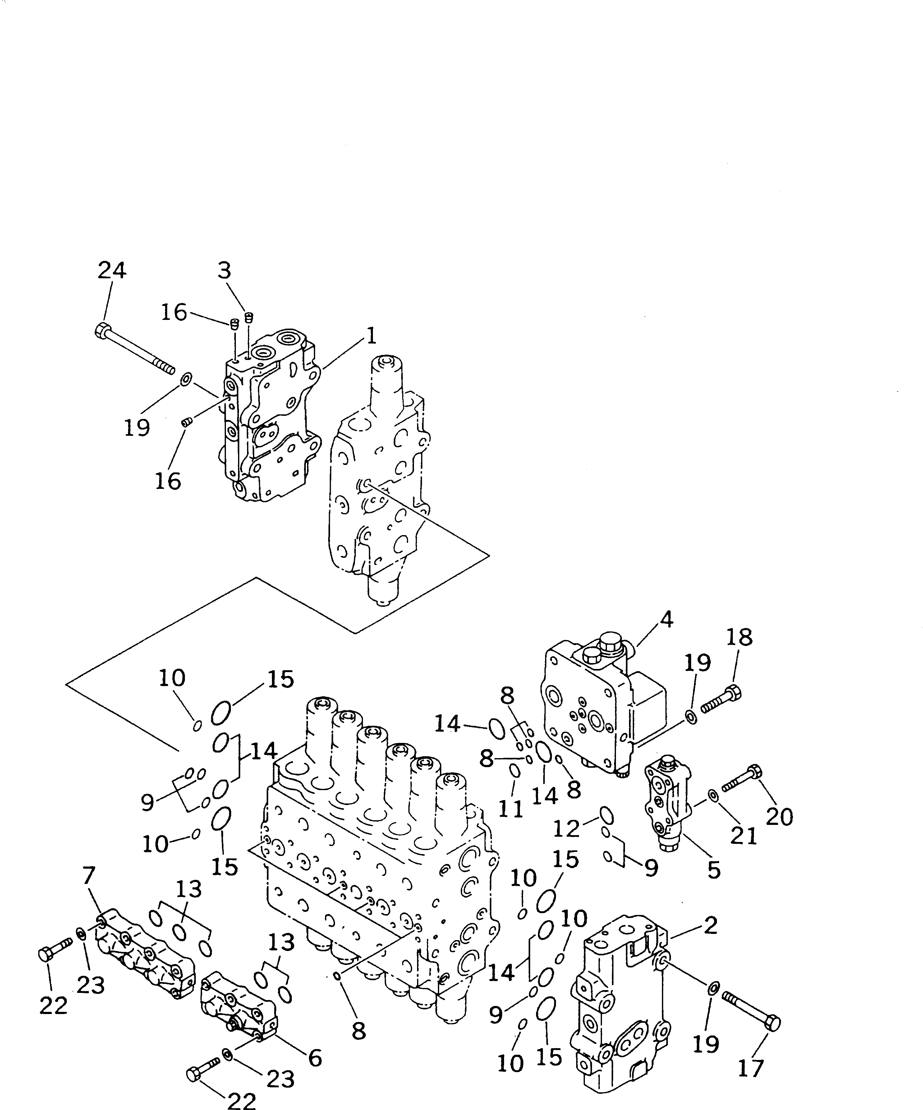Схема запчастей Komatsu PC210-6K - ОСНОВН. КЛАПАН (-АКТУАТОР) (/)(№K-K) ГИДРАВЛИКА