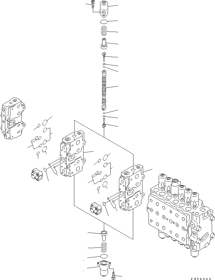 Схема запчастей Komatsu PC210-6K - ОСНОВН. КЛАПАН (-АКТУАТОР) (/)(№K8-) ГИДРАВЛИКА
