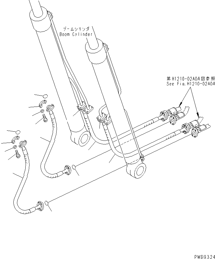 Схема запчастей Komatsu PC210-6K - ГИДРОЛИНИЯ СТРЕЛЫ (КЛАПАН ШЛАНГИ СТРЕЛЫ)(№K-) ГИДРАВЛИКА