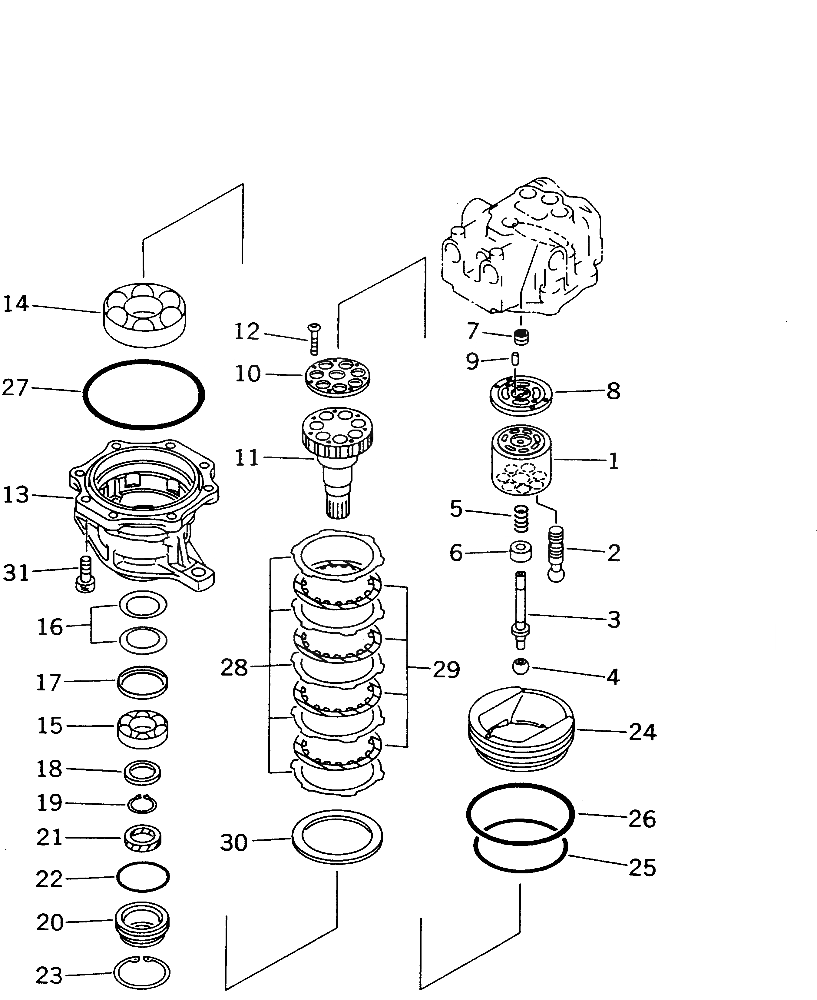 Схема запчастей Komatsu PC210-6K - МОТОР ПОВОРОТА (/)(№K-K8) ПОВОРОТН. КРУГ И КОМПОНЕНТЫ