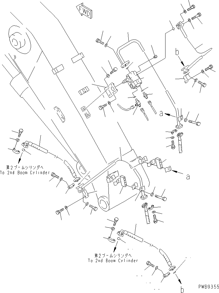 Схема запчастей Komatsu PC210-6K - СТРЕЛА (ЛИНИЯ ЦИЛИНДРА) (2-СЕКЦИОНН. СТРЕЛА)(№K-) РАБОЧЕЕ ОБОРУДОВАНИЕ
