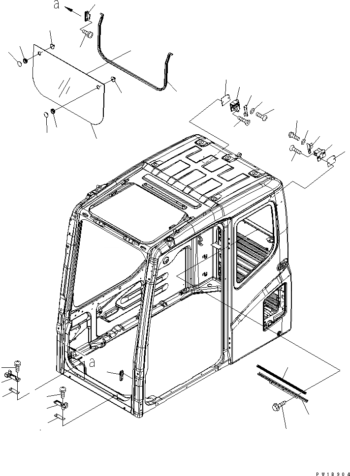 Схема запчастей Komatsu PC210-7-CG - КАБИНА (ПЕРЕДН. НИЖН. ОКНА)(№-) КАБИНА ОПЕРАТОРА И СИСТЕМА УПРАВЛЕНИЯ