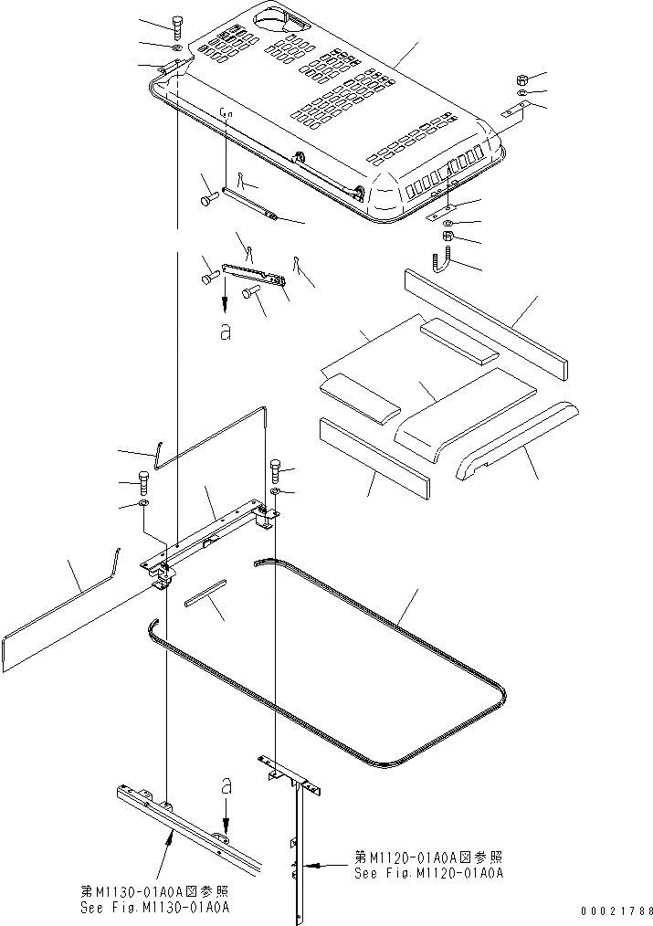 Схема запчастей Komatsu PC210-7K - КАПОТ(№K77-.) ЧАСТИ КОРПУСА