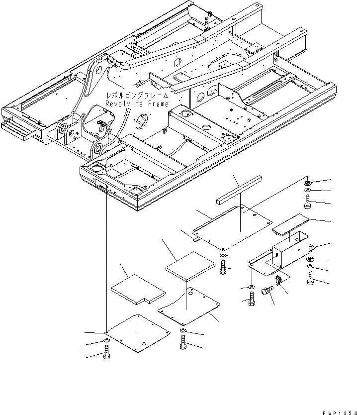 Схема запчастей Komatsu PC210-7K - НИЖН. КРЫШКА (ОСНОВНАЯ РАМА) (/) ЧАСТИ КОРПУСА