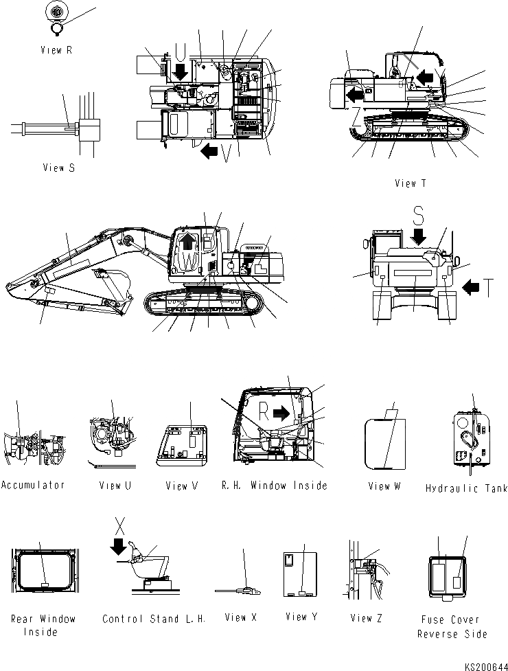 Схема запчастей Komatsu PC210-8K - МАРКИРОВКА (STD) (ДЛЯ 1-СЕКЦИОНН. СТРЕЛЫ) (№K87-) U МАРКИРОВКА