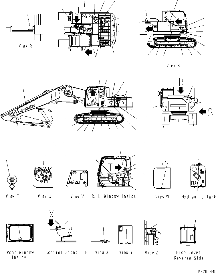 Схема запчастей Komatsu PC210-8K - МАРКИРОВКА (STD) (ДЛЯ 2-СЕКЦИОНН. СТРЕЛЫ) U МАРКИРОВКА