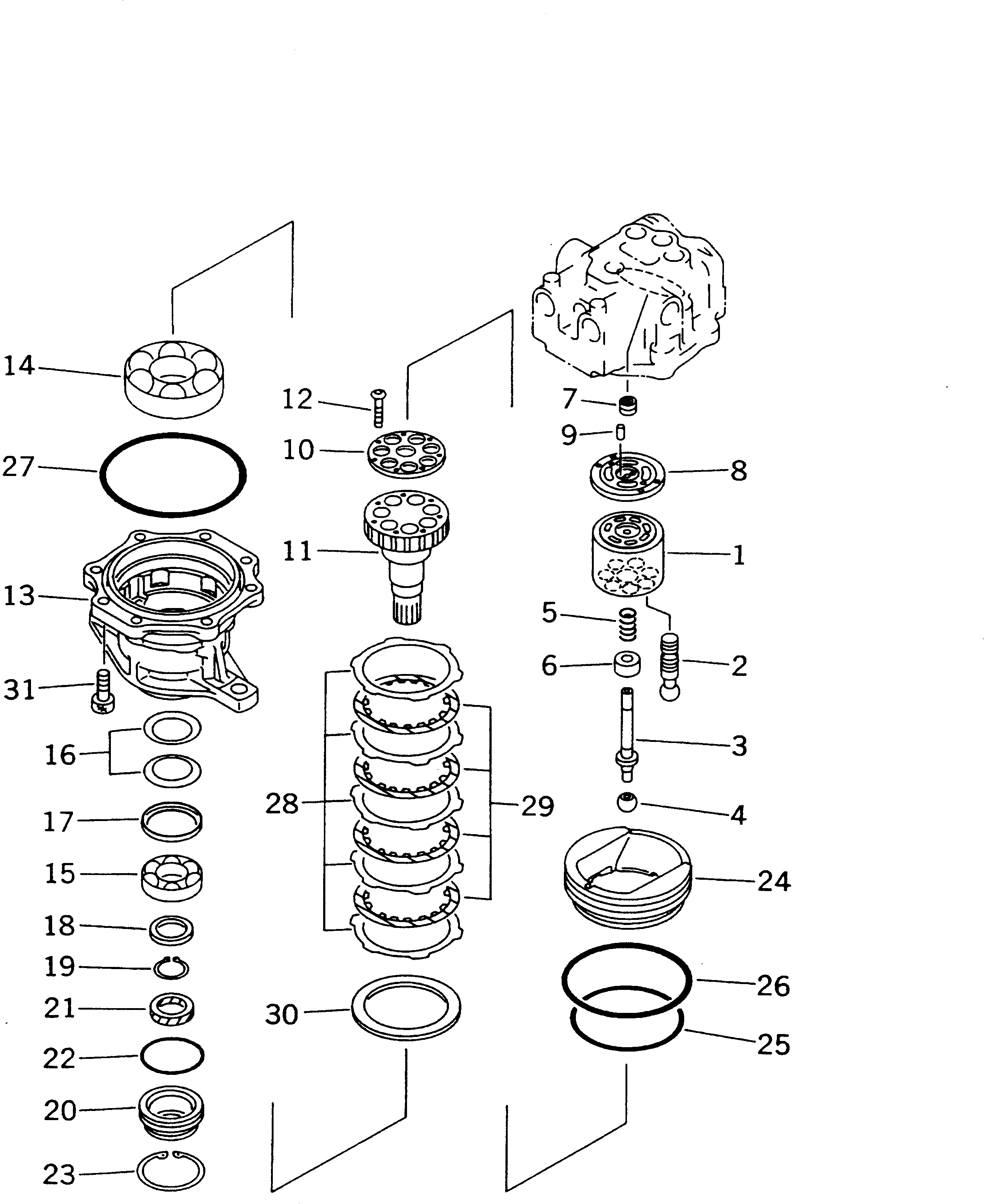 Схема запчастей Komatsu PC210LC-6K - МОТОР ПОВОРОТА (/)(№K-K8) ПОВОРОТН. КРУГ И КОМПОНЕНТЫ