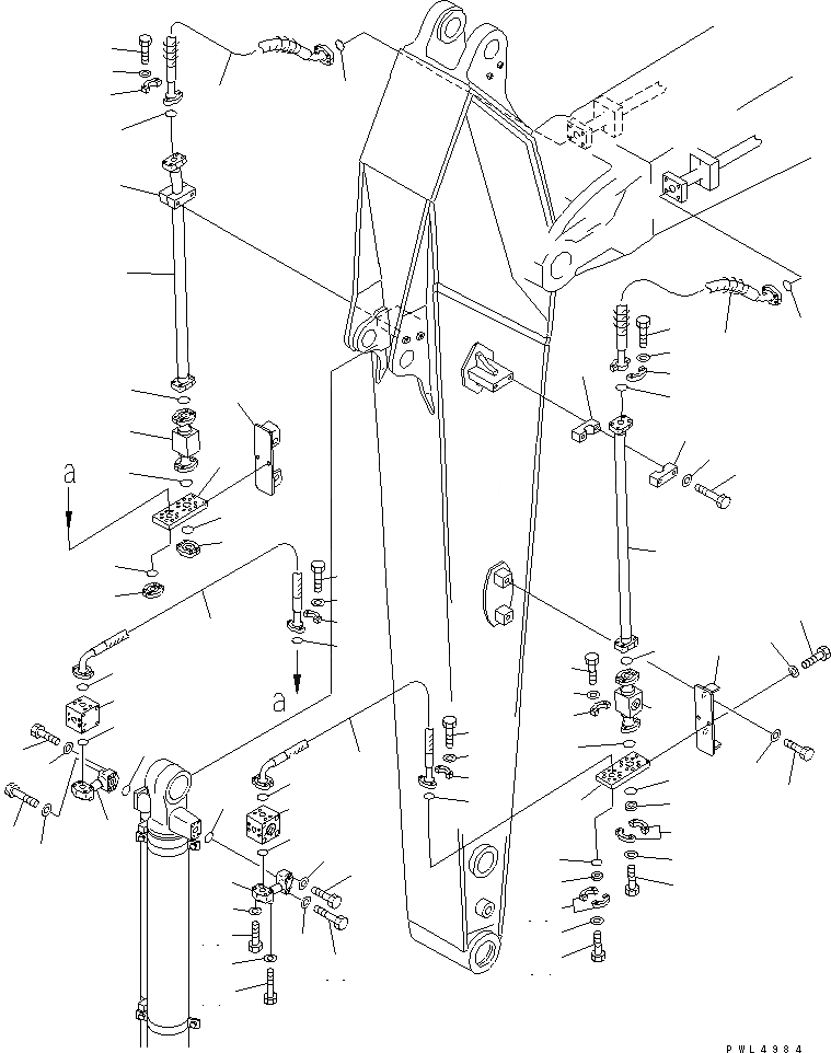 Схема запчастей Komatsu PC210LC-6K - РУКОЯТЬ (.9M) (ДОПОЛН. ГИДРОЛИНИЯ) (ГРЕЙФЕРН. ЛИНИЯ)(№K-K) РАБОЧЕЕ ОБОРУДОВАНИЕ