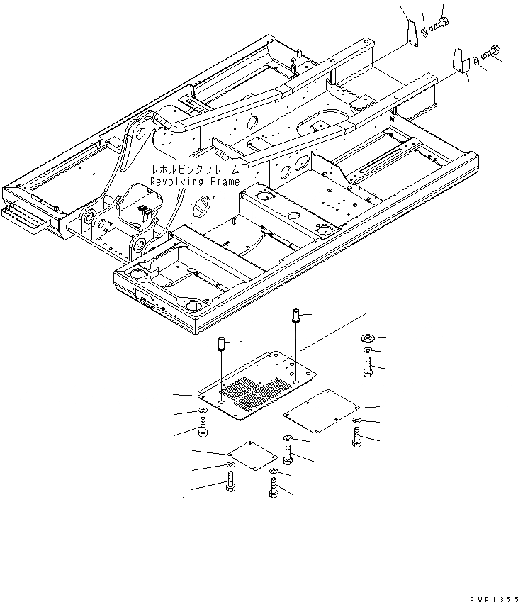 Схема запчастей Komatsu PC210LC-7K - НИЖН. КРЫШКА (ОСНОВНАЯ РАМА) (/) ЧАСТИ КОРПУСА
