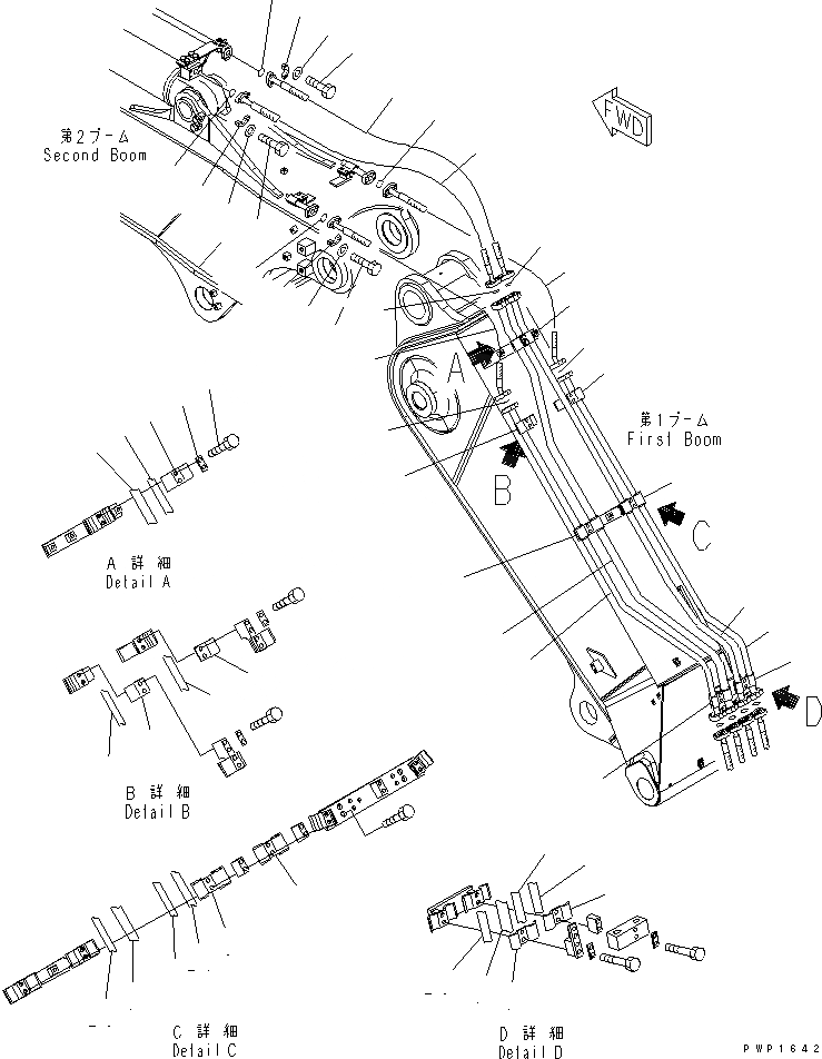 Схема запчастей Komatsu PC210LC-7K - 2-СЕКЦИОНН. СТРЕЛА (ЦИЛИНДР РУКОЯТИAND ЦИЛИНДР КОВША) РАБОЧЕЕ ОБОРУДОВАНИЕ