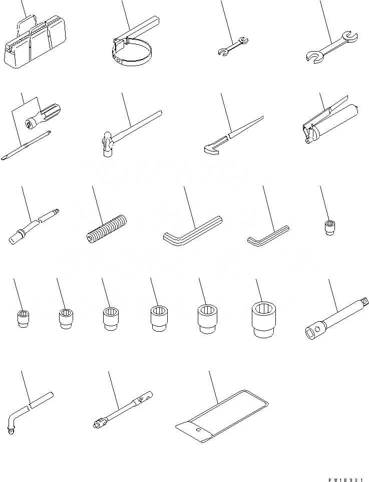 Схема запчастей Komatsu PC210LC-7-DA - ИНСТРУМЕНТ АКСЕССУАРЫ