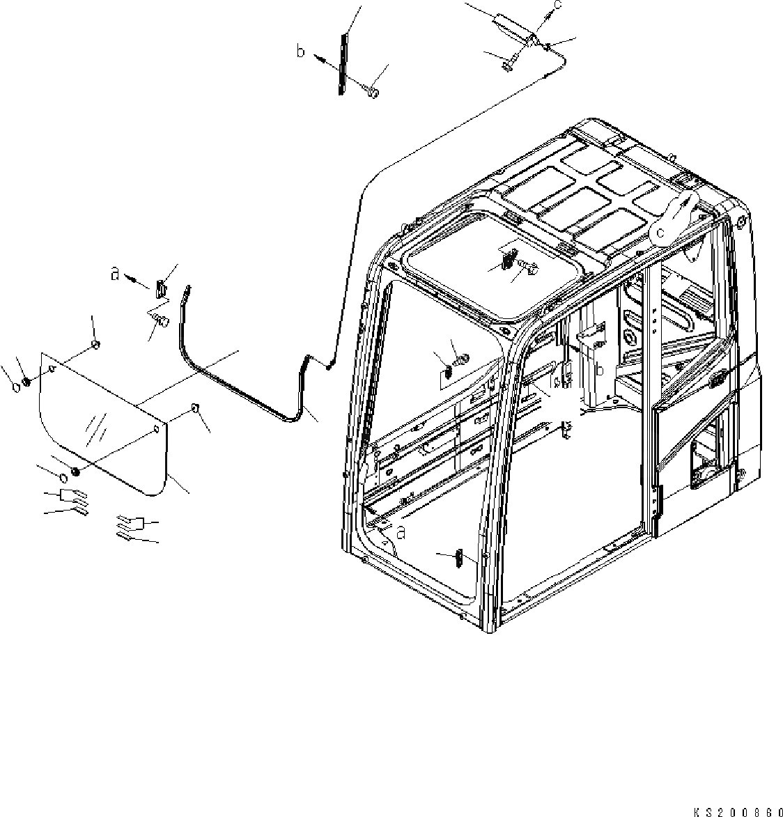 Схема запчастей Komatsu PC210LC-8K - ОСНОВН. КОНСТРУКЦИЯ (OPERATORґS КАБИНА) (ПЕРЕДН. НИЖН. ОКНА) K OPERATORґS ОБСТАНОВКА И СИСТЕМА УПРАВЛЕНИЯ