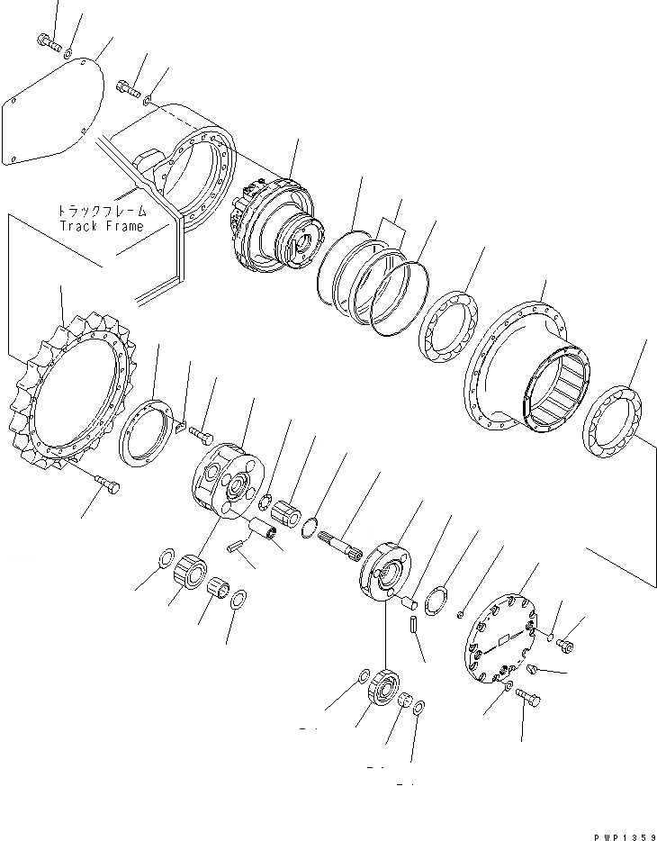 Схема запчастей Komatsu PC210LC-7-DG - КОНЕЧНАЯ ПЕРЕДАЧА(№9-) НИЖНЯЯ ГИДРОЛИНИЯ И ЛИНИЯ ХОДА