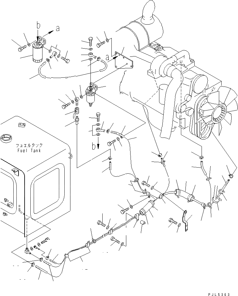 Схема запчастей Komatsu PC210LC-6 - ТОПЛИВНАЯ ЛИНИЯ (С ТОПЛИВН. ПРЕФИЛЬТРОМ И ВОДООТДЕЛИТЕЛЕМ)(№98-) ТОПЛИВН. БАК. AND КОМПОНЕНТЫ