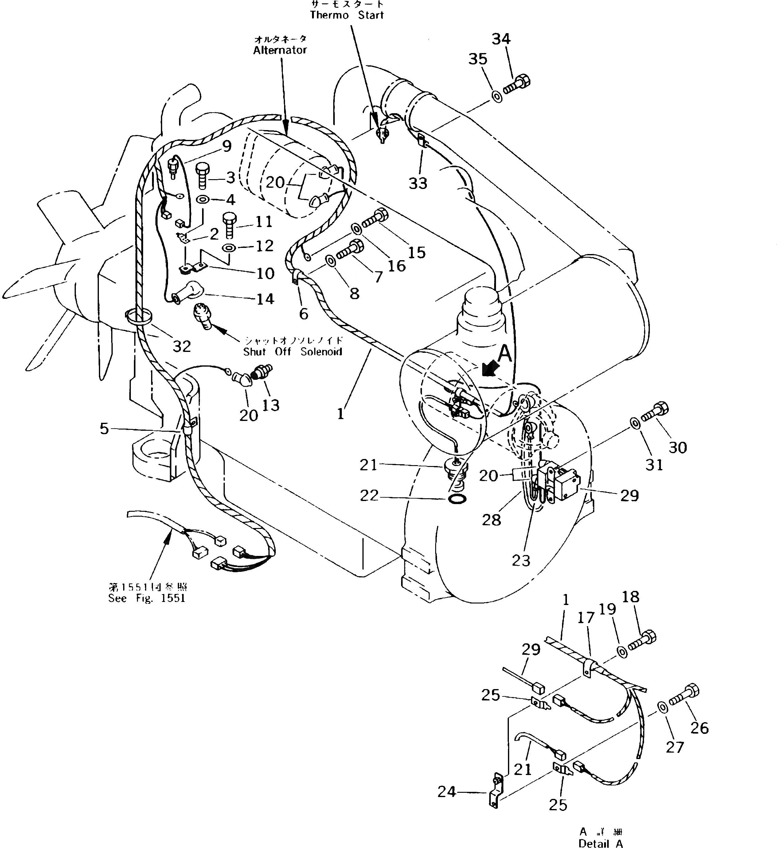 Схема запчастей Komatsu PC210LC-5K - ЭЛЕКТРИКА (ЭЛЕКТРОПРОВОДКА) (ДЛЯ ДВИГАТЕЛЬ)(№K-K7) КОМПОНЕНТЫ ДВИГАТЕЛЯ И ЭЛЕКТРИКА