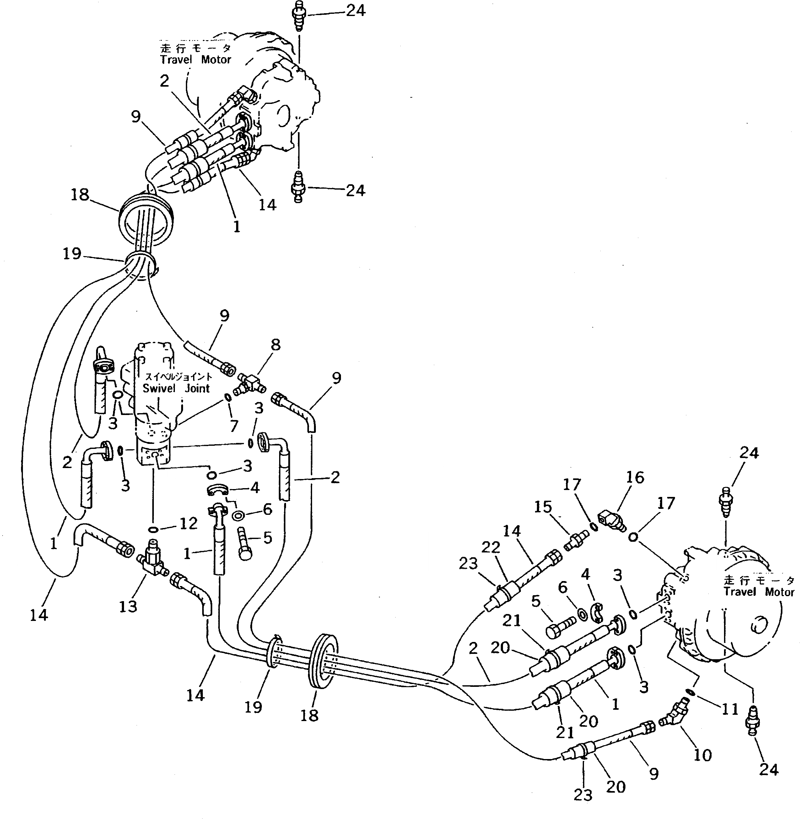 Схема запчастей Komatsu PC210LC-5K - ХОД ТРУБЫ ХОД И ХОДОВАЯ