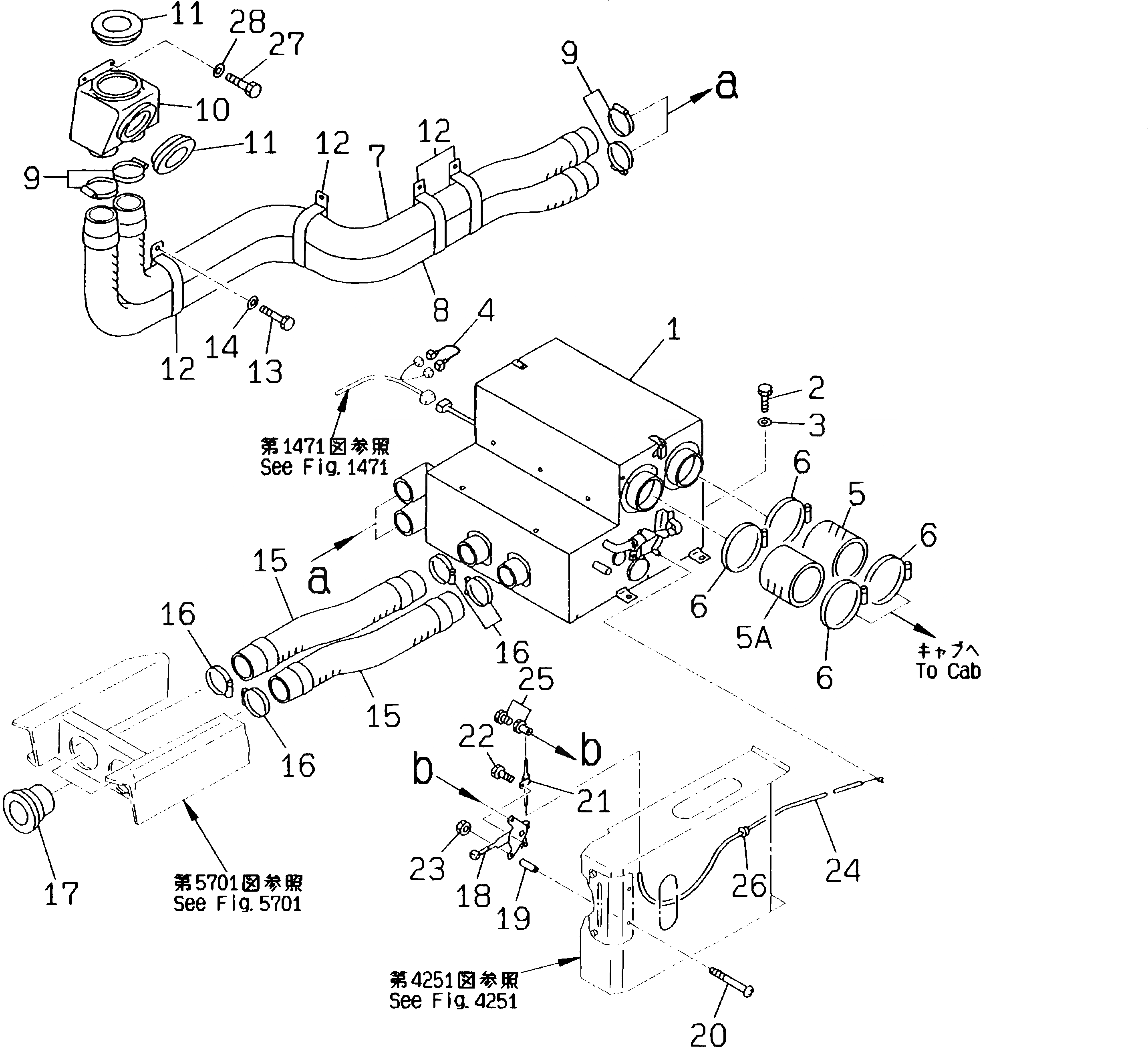 Схема запчастей Komatsu PC210LC-5K - ГИДР. ПРОВОД. ОБОГРЕВАТЕЛЯ (ВОЗД.) (ВЫСОК. ЕМК.) ЧАСТИ КОРПУСА