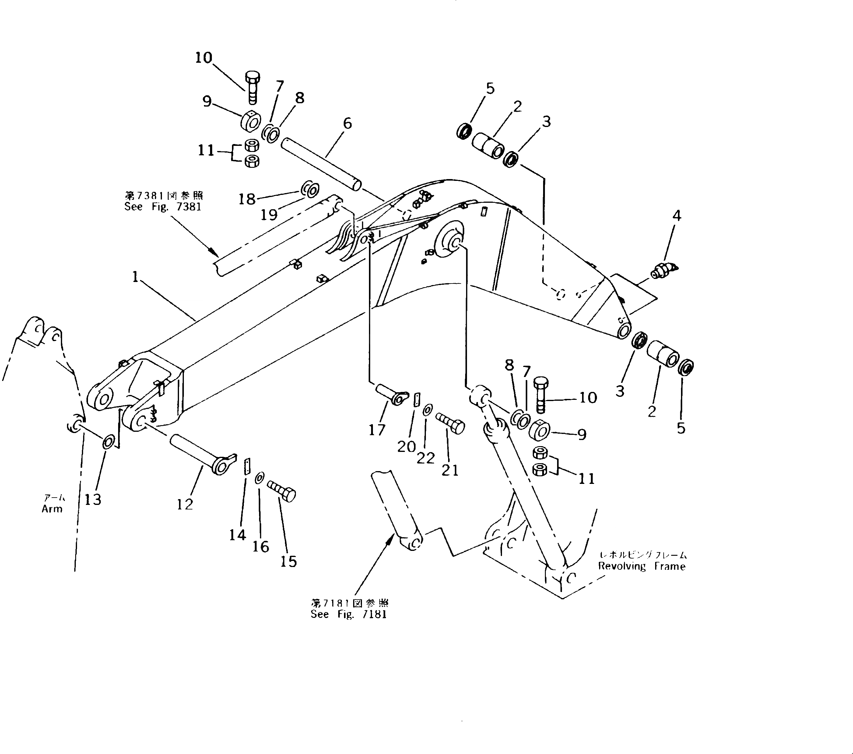 Схема запчастей Komatsu PC210LC-5K - СТРЕЛА (С ПЕРЕГРУЗК. WARNING DIVICE)(№K-K7) РАБОЧЕЕ ОБОРУДОВАНИЕ (ЭКСКАВАТ.)