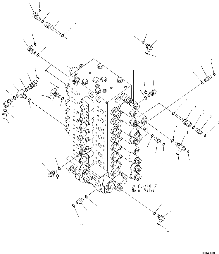 Схема запчастей Komatsu PC210NLC-8K - ОСНОВН. КЛАПАН (СОЕДИНИТЕЛЬН. ЧАСТИ) (/) (8-СЕКЦИОНН.) H ГИДРАВЛИКА