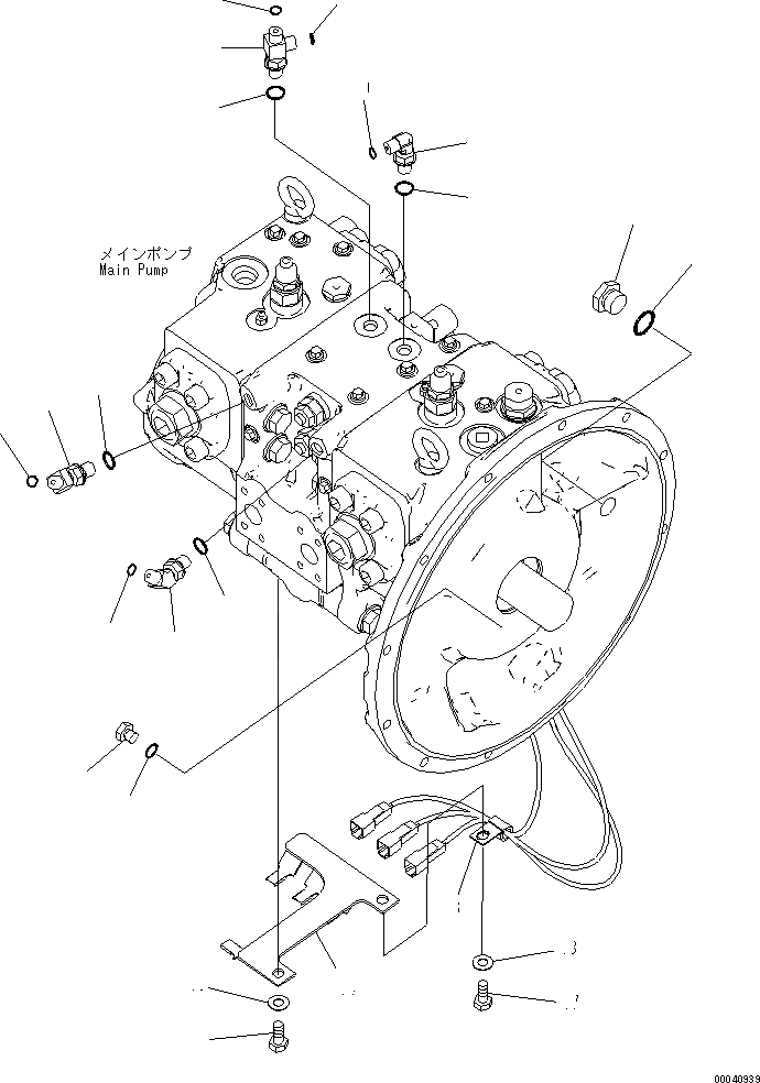 Схема запчастей Komatsu PC210NLC-8K - ОСНОВН. НАСОС (СОЕДИНИТЕЛЬН. ЧАСТИ) H ГИДРАВЛИКА