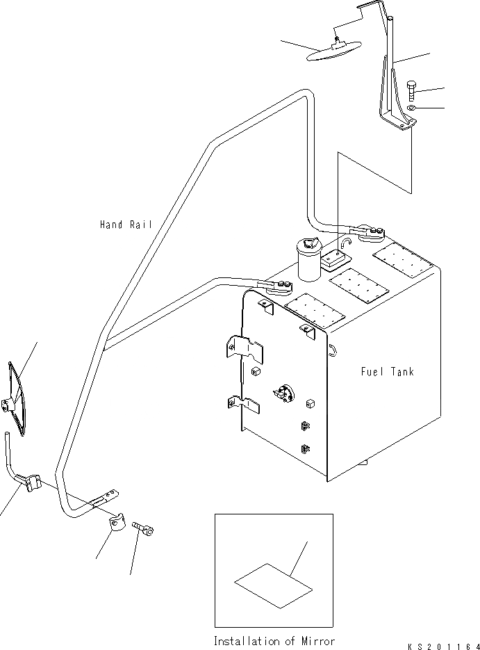 Схема запчастей Komatsu PC210NLC-8K - ЗАДН. VIEW MIRROR, ПРАВ. M ЧАСТИ КОРПУСА